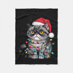 Mpy Christmas Cat Jolly Enough Funny Holiday Fleece Blanket