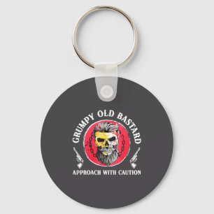 Mpy Old Approach With Caution Beard Skull Barber  Key Ring