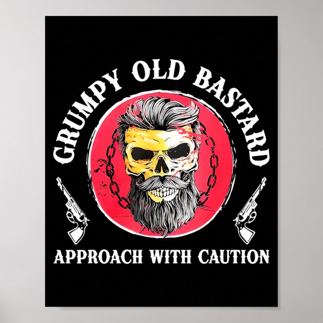 Mpy Old Approach With Caution Beard Skull Barber  Poster (Front)