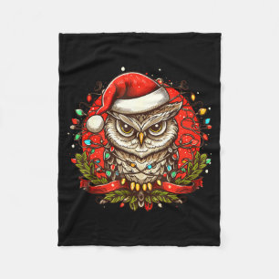 Mpy Owl Christmas Santa Hat Vintage Owl For Men Wo Fleece Blanket
