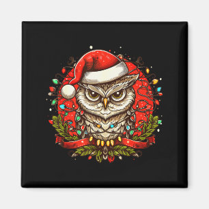 Mpy Owl Christmas Santa Hat Vintage Owl For Men Wo Magnet
