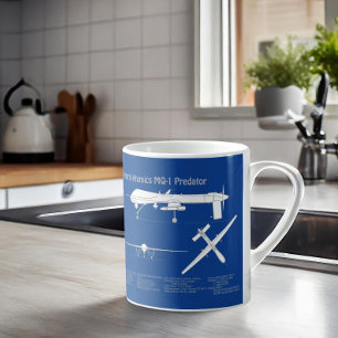 MQ-1 Predator  UAV- Aeroplane Blueprint ABD Coffee Mug