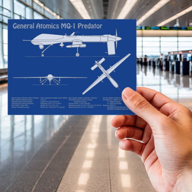 MQ-1 Predator  UAV- Aeroplane Blueprint ABD Postcard (Creator Uploaded)