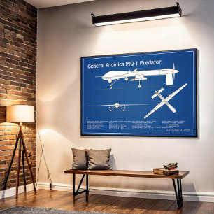 MQ-1 Predator  UAV- Aeroplane Blueprint ABD Poster