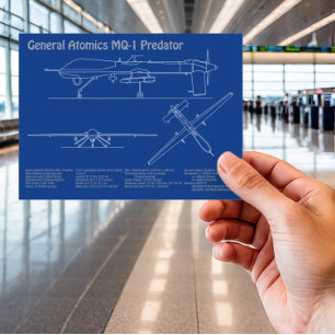 MQ-1 Predator UAV- Aeroplane Blueprint AD Postcard