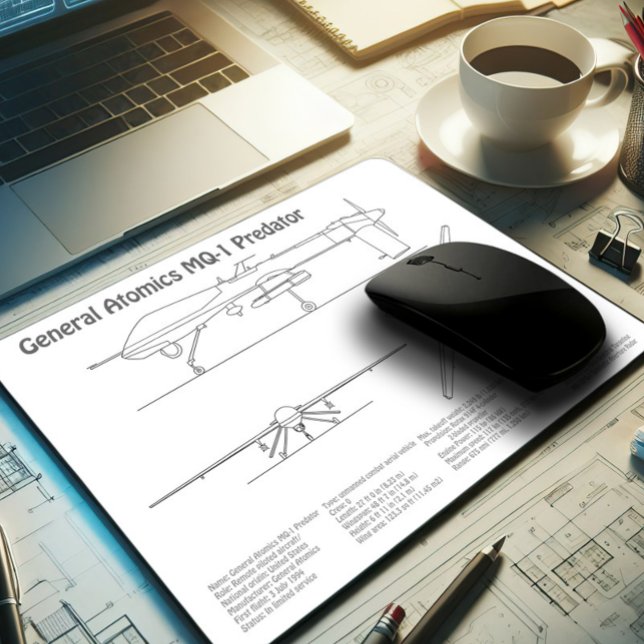 MQ-1 Predator  UAV- Aeroplane Blueprint BD  Mouse Pad (Creator Uploaded)