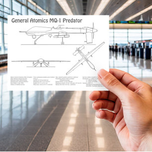 MQ-1 Predator UAV- Aeroplane Blueprint BD Postcard