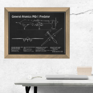 MQ-1 Predator  UAV- Aeroplane Blueprint PD  Photo Print
