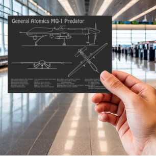 MQ-1 Predator UAV- Aeroplane Blueprint PD Postcard