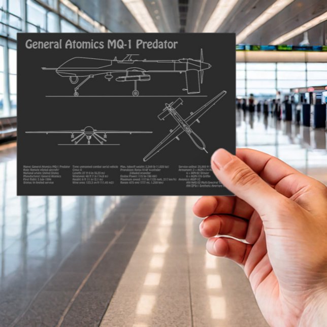MQ-1 Predator  UAV- Aeroplane Blueprint PD  Postcard (Creator Uploaded)