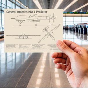 MQ-1 Predator UAV- Aeroplane Blueprint SD Postcard