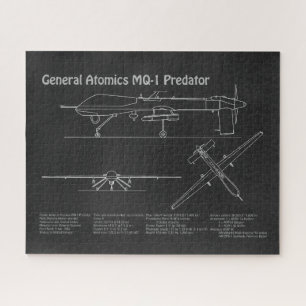 MQ-1 Predator  UAV- Airplane Blueprint PD  Jigsaw Puzzle