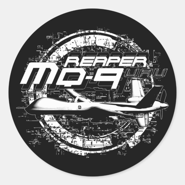 MQ-9 Reaper Classic Round Sticker (Front)
