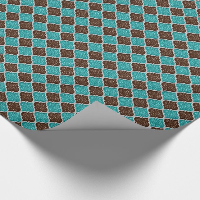 MQF Sequins-AQUA-CHOCOLATE-WHITE-GIFT WRAP Wrapping Paper (Corner)