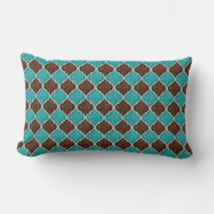 MQF Sequins-AQUA-CHOCOLATE-WHITE-LUMBAR PILLOW