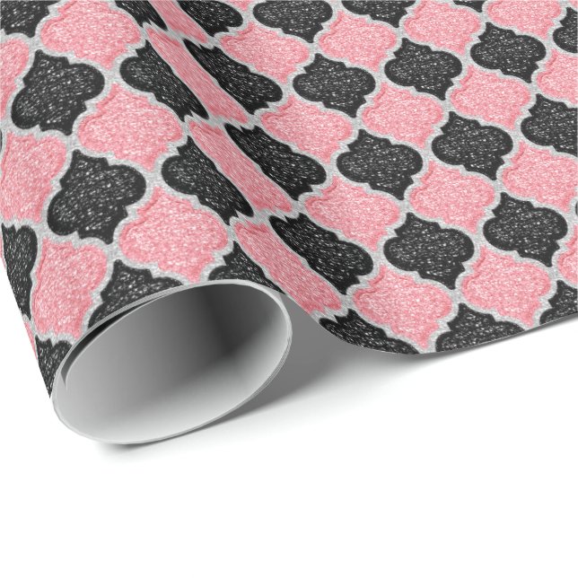 MQF Sequins-DUSTY PINK-BLACK-WHITE-GIFT WRAP Wrapping Paper (Roll Corner)