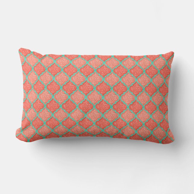 MQF Sequins-Tangerine-Mint-LUMBAR PILLOW (Front)