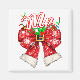 Mr & Mrs Couples Coquette Bow Family Christmas Magnet