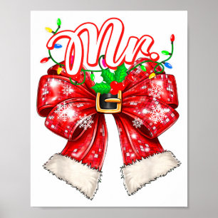 Mr &amp; Mrs Couples Coquette Bow Family Christmas Poster