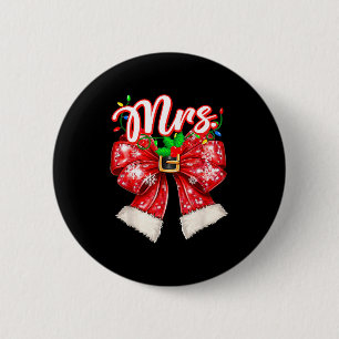 Mr &amp; Mrs Couples Coquette Bow Santa Claus Chri 6 Cm Round Badge