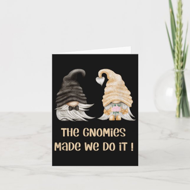 Mr &amp; Mrs Gnome For Funny Gardener Wedding - Br Card (Front)