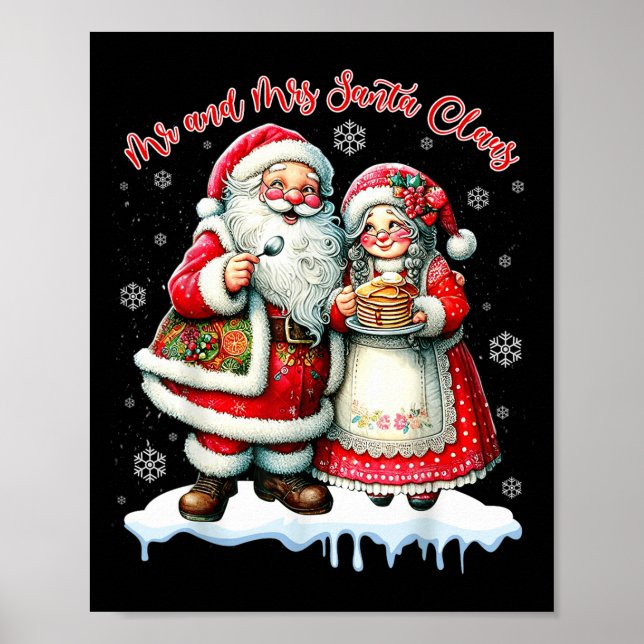 Mr &amp; Mrs Santa Claus Christmas Matching Couple Poster (Front)