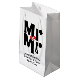 Mr and Mr Black Red Bold Modern Personalised Small Gift Bag