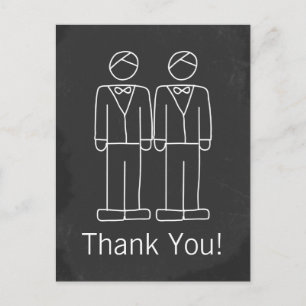 Mr and Mr Doodle Chalkboard Gay Wedding Thank You Postcard