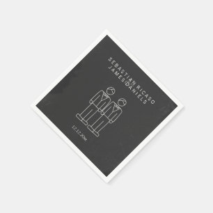 Mr and Mr Doodle Gay Wedding Personalised Napkin