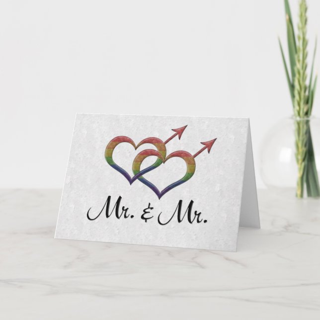 Mr. and Mr. Gay Pride Interlinking Gender Symbols Card (Front)