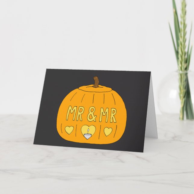 Mr and Mr Halloween Romantic Pumpkin Card (Front)