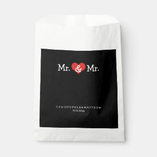 Mr and Mr Red Heart Wedding Personalised Favour Bags
