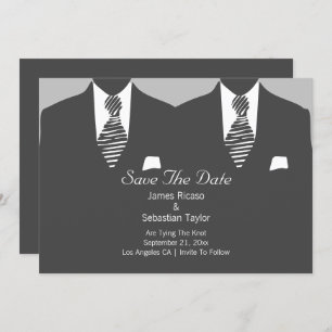 Mr and Mr Suit and Tie Gay Save The Date Wedding
