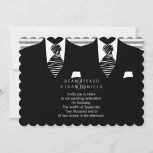 Mr and Mr Suit and Tie Gay Wedding Invitation