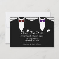 Mr and Mr Suit Bow Tie Gay Save The Date Wedding