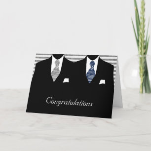 Mr and Mr Two Grooms Wedding Congratulations Card