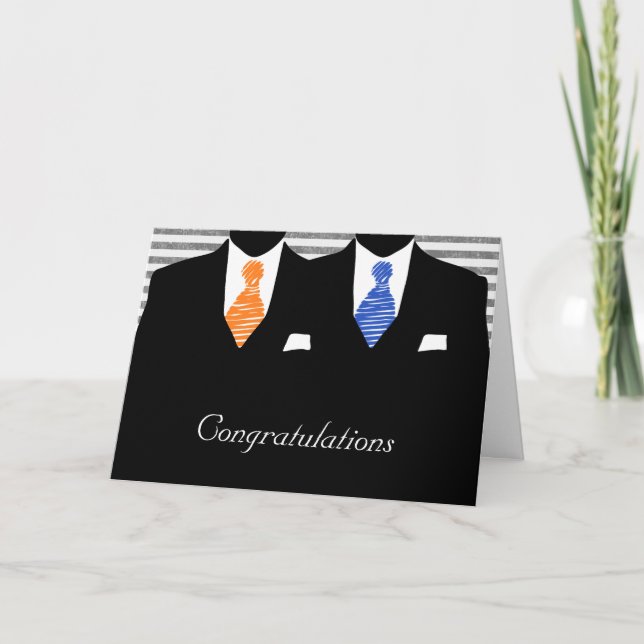 Mr and Mr Two Grooms Wedding Congratulations Card (Front)