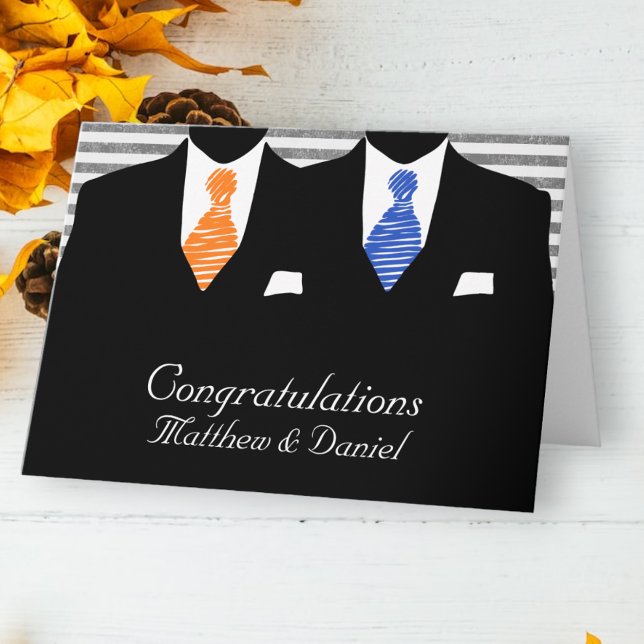 Mr and Mr Two Grooms Wedding Congratulations Card (Creator Uploaded)