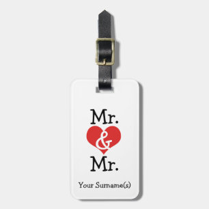 Mr and Mr Two Grooms Wedding Honeymoon Luggage Tag