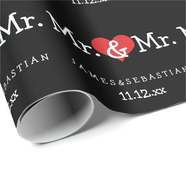 Mr and Mr Two Grooms Wedding Wrapping Paper (Roll Corner)