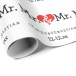 Mr and Mr Two Grooms Wedding Wrapping Paper<br><div class="desc">Mr and Mr Gay Wedding gift wrap paper .. perfect for the two grooms .. mister and mister personalised wrapping paper roll for the civil ceremony / wedding / anniversary from Ricaso</div>