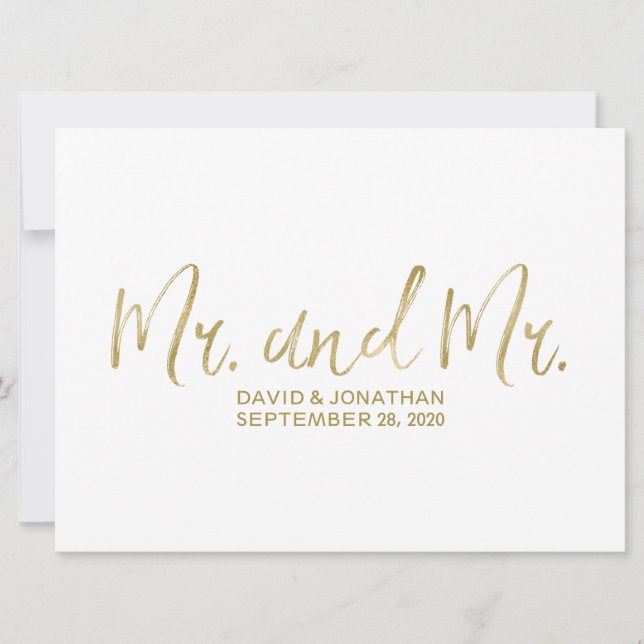 "Mr. and Mr." Wedding Sign | Stylish Gold Gay (Front)