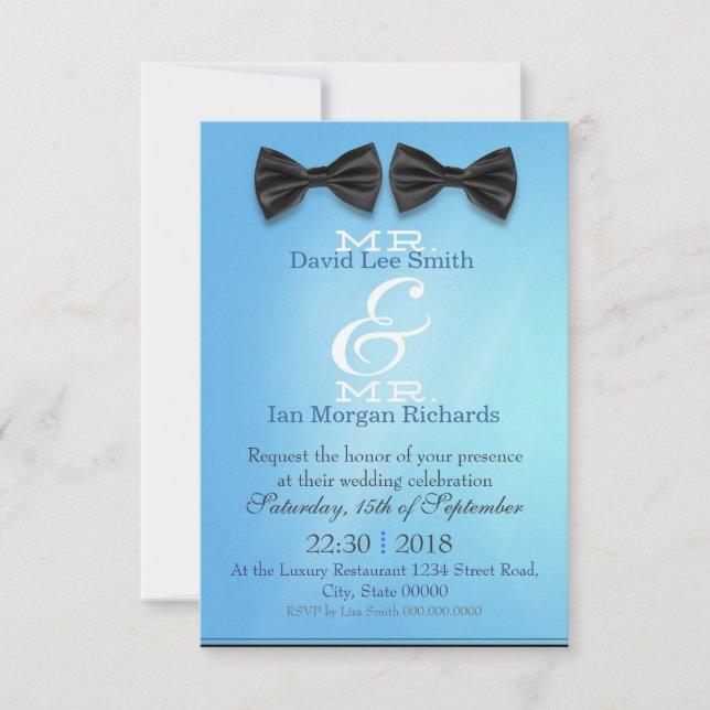 Mr and Mr with bows Invitation (Front)