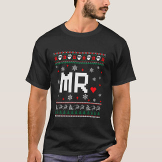 Mr and Mrs 2024 Married Couples Matching Ugly Chri T-Shirt