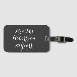 Mr and Mrs 25th wedding anniversary luggage tag