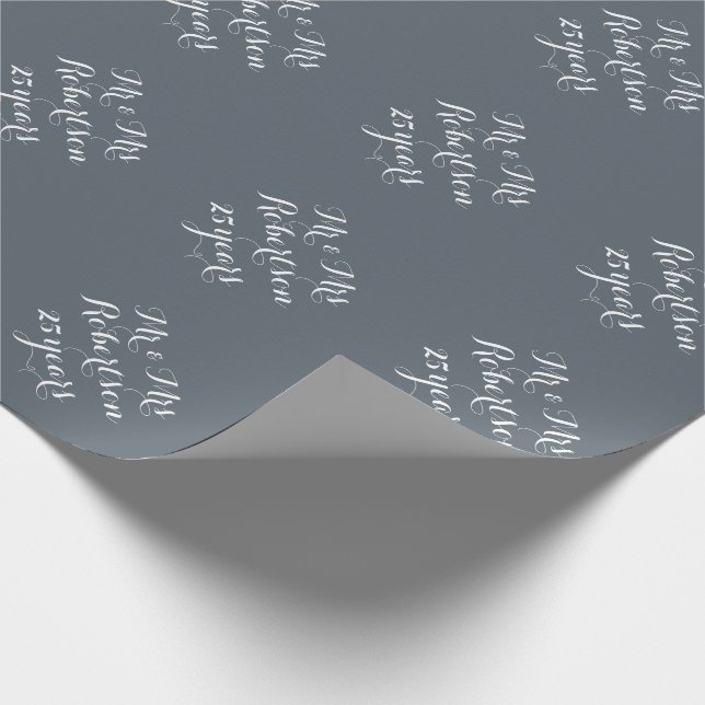 Mr and Mrs 25th wedding anniversary wrapping paper (Corner)