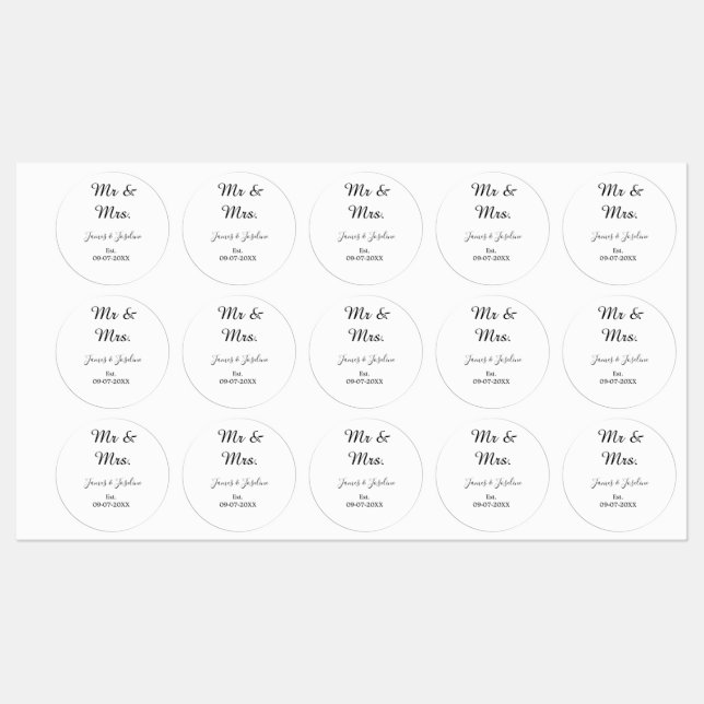 Mr and Mrs add name est. Date year wedding couple  (Sheet)