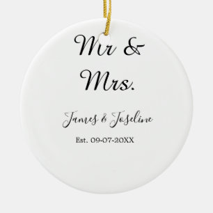 Mr and Mrs add name est. Date year wedding couple  Ceramic Tree Decoration