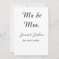 Mr and Mrs add name est. Date year wedding couple