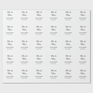 Mr and Mrs add name est. Date year wedding couple Wrapping Paper